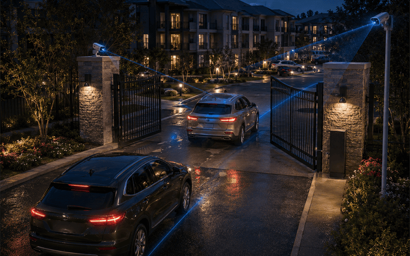 Multifamily access control gaps at a working apartment gate