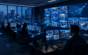 U.S.-based SOC operators monitoring commercial real estate security feeds