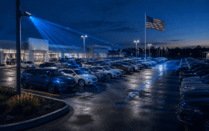 holiday dealership security monitoring on a quiet dealership lot
