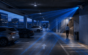 parking garage security monitoring at commercial real estate property