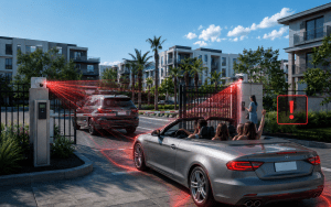 multifamily entry management at upscale apartment front gate